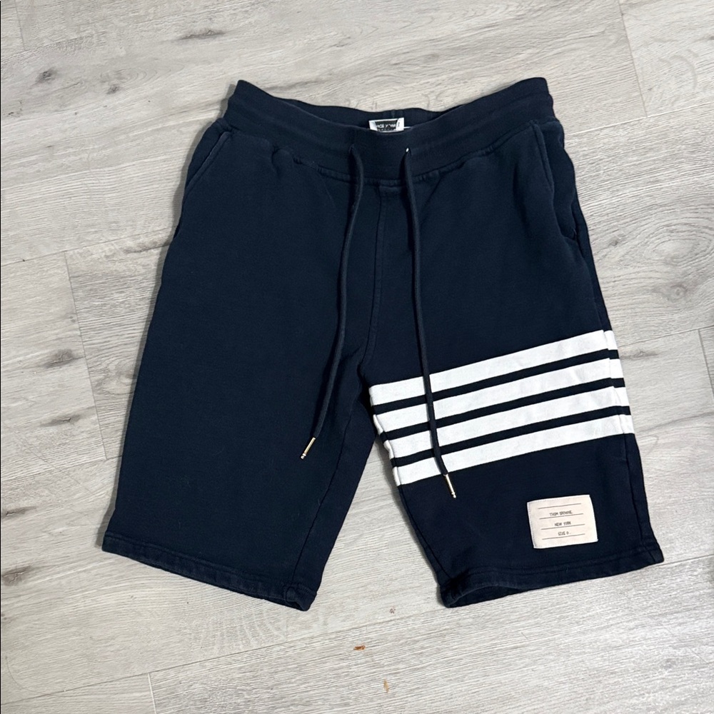 Thom Browne Navy Blue Striped Men's Shorts